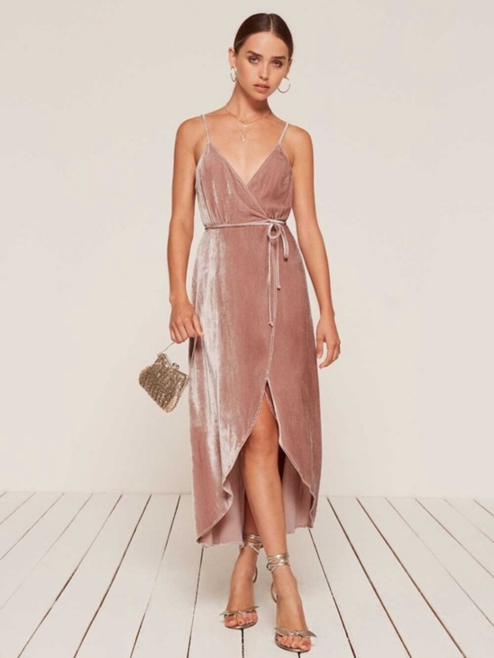 Reformation Velvet Wrap Dress. Large